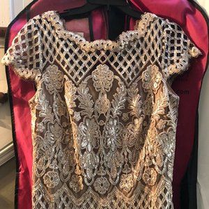 Long Gold Bronze Dress Size14